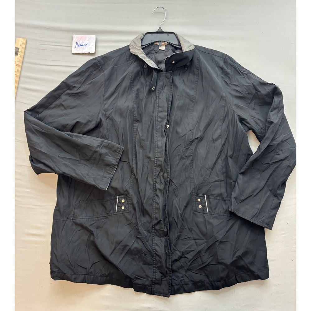 White Stag Black Lightweight Zip Up Jacket Plus Size 3X 22W-24W Stand Collar